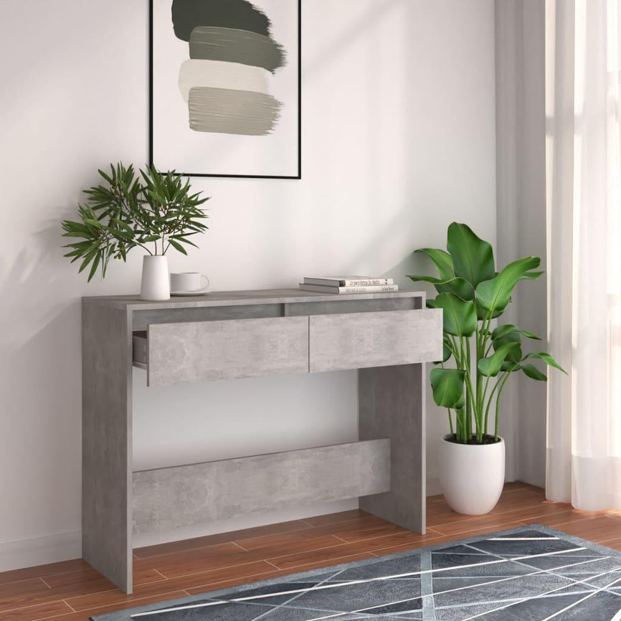 Voir la diapositive 1 : VIDAXL Table console gris beton 100x35x76,5 cm bois d'ingenierie
