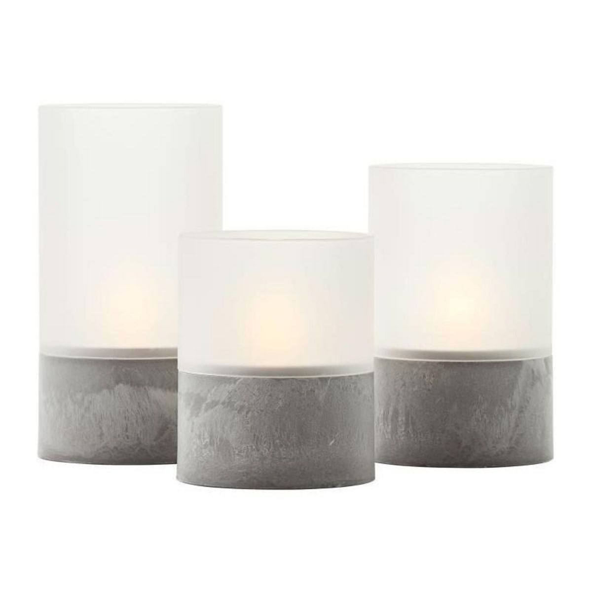 BRILLIANT Lot 3 Lampes a poser LED BOUGIE BRILLIANT - 2500K - Plastique et verre - Gris et blanc mat