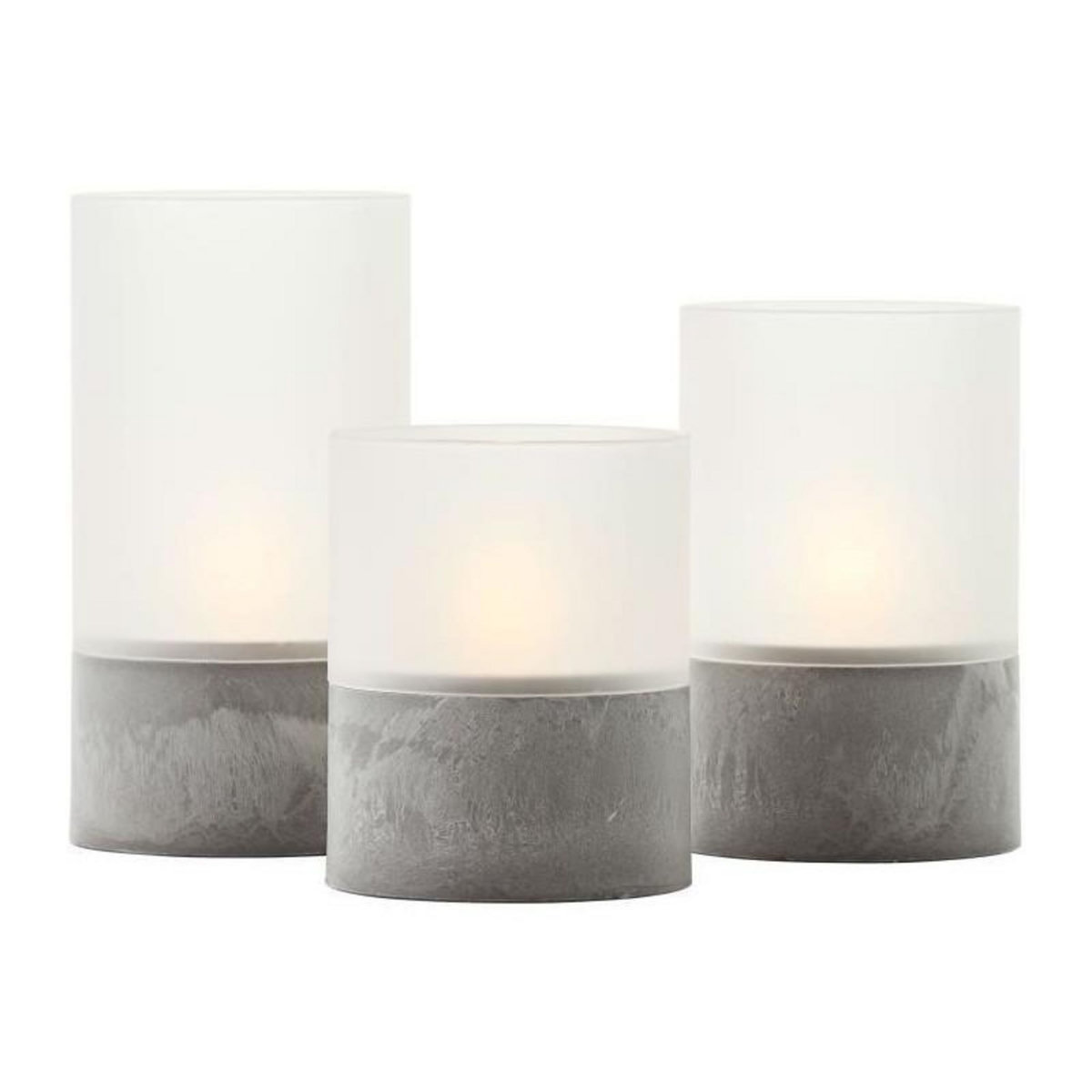 BRILLIANT Lot 3 Lampes a poser LED BOUGIE BRILLIANT - 2500K - Plastique et verre - Gris et blanc mat