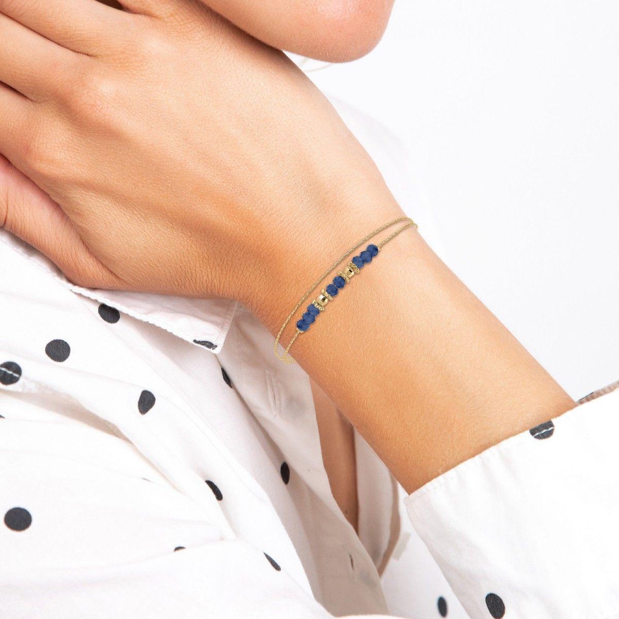 Voir la diapositive 2 : SC BOHEME Bracelet double tour par SC Bohème orné de pierres Lapis Lazuli