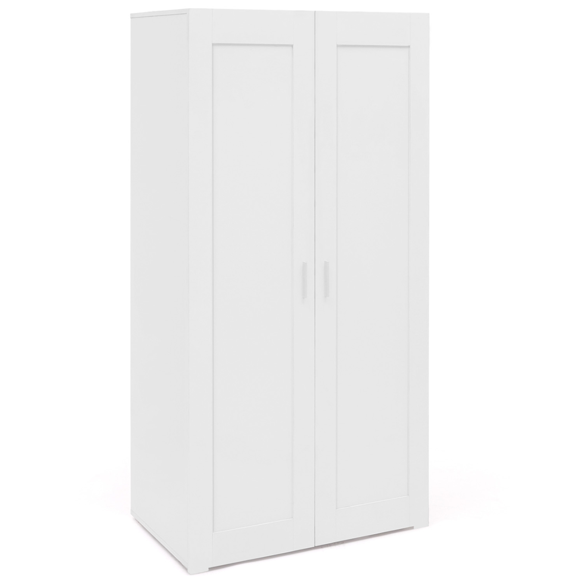 ID MARKET Armoire 2 portes vito blanc penderie 80 cm avec étagères rangement maxi capacité