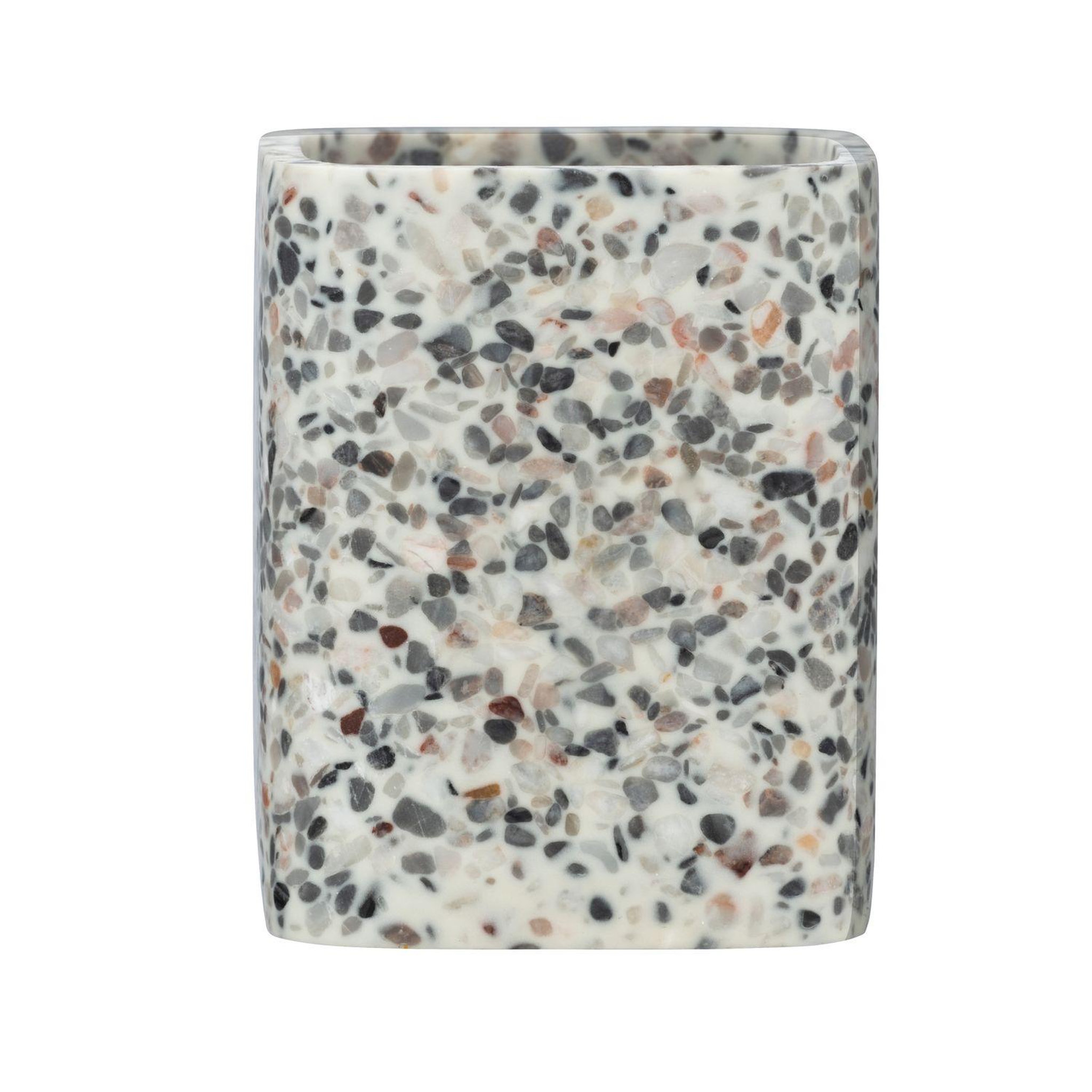 Voir la diapositive 2 : Wenko Gobelet de salle de bain design terrazzo - gris