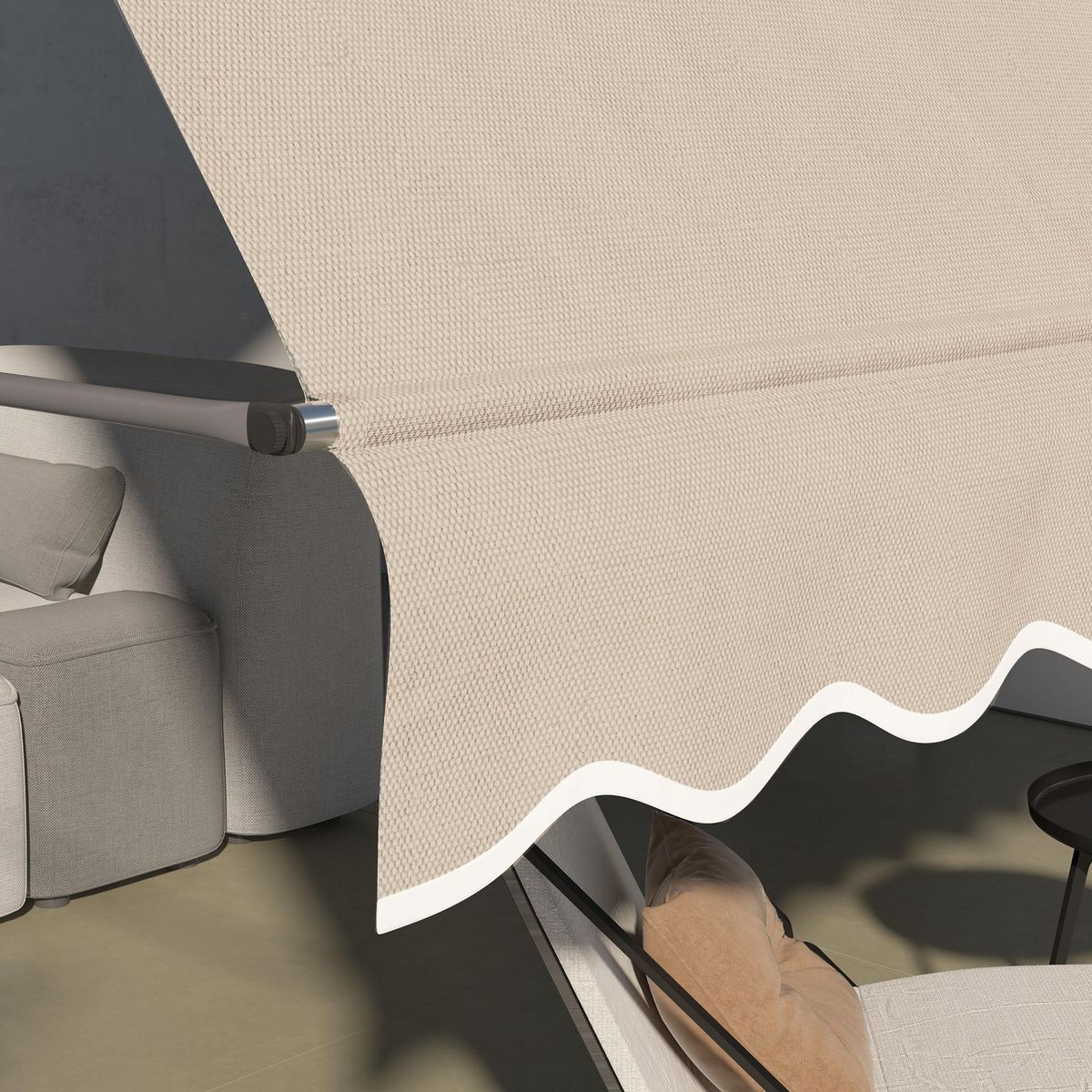 OUTSUNNY Store banne autoportant manuel rétractable 3,5L x 1,2l x 2,1-3H m inclinaison réglable métal alu polyester sable