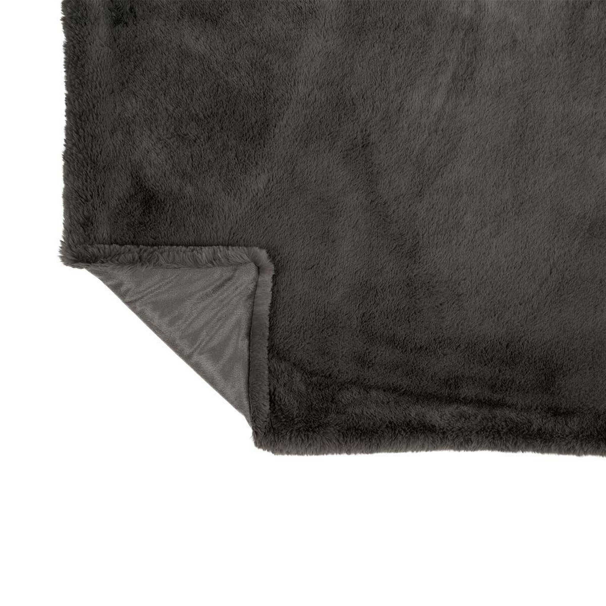Voir la diapositive 4 : J-LINE Plaid imitation fourrure  cutie  130x180cm gris foncé