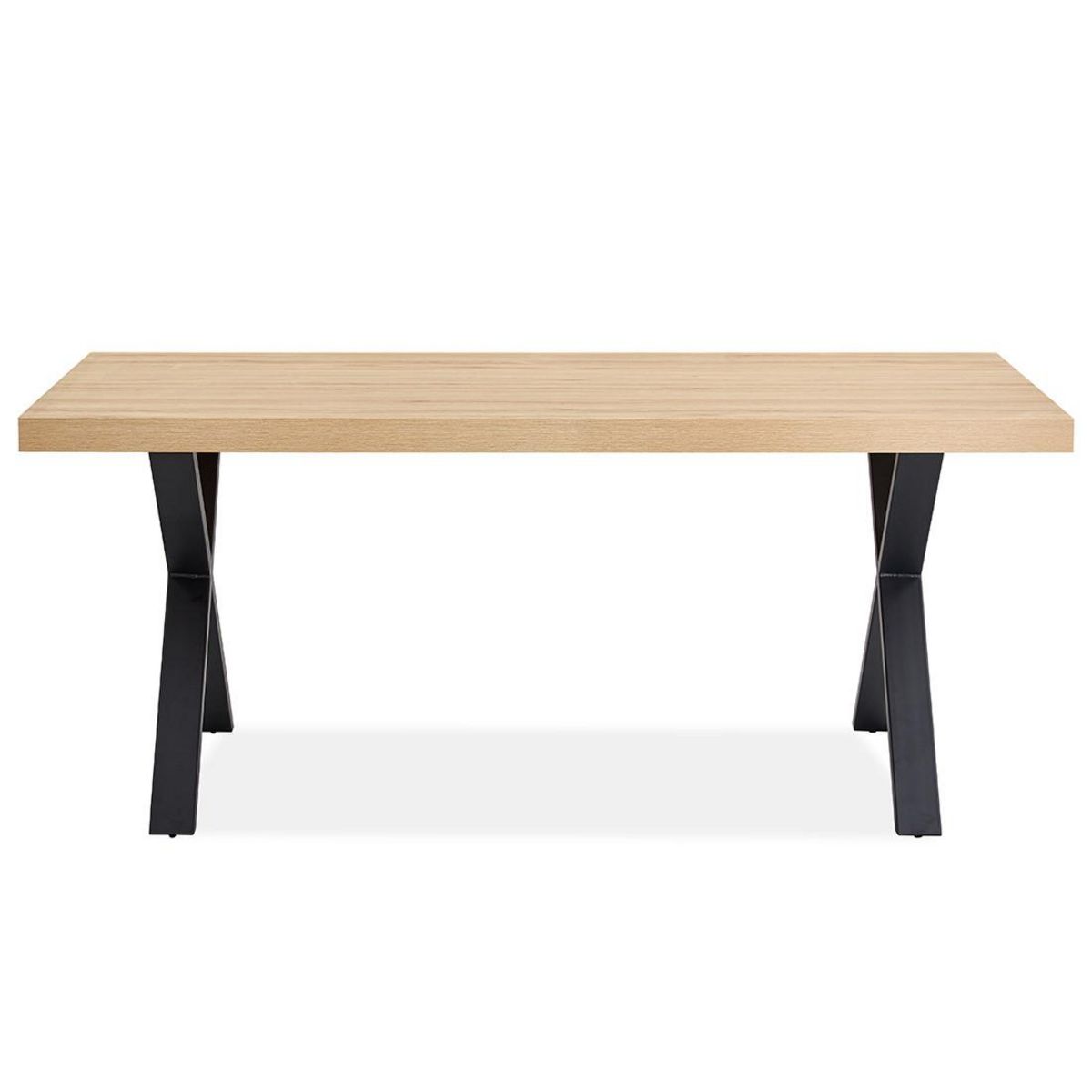 BEST MOBILIER Elsa - table à manger - effet bois et noir - 6 personnes