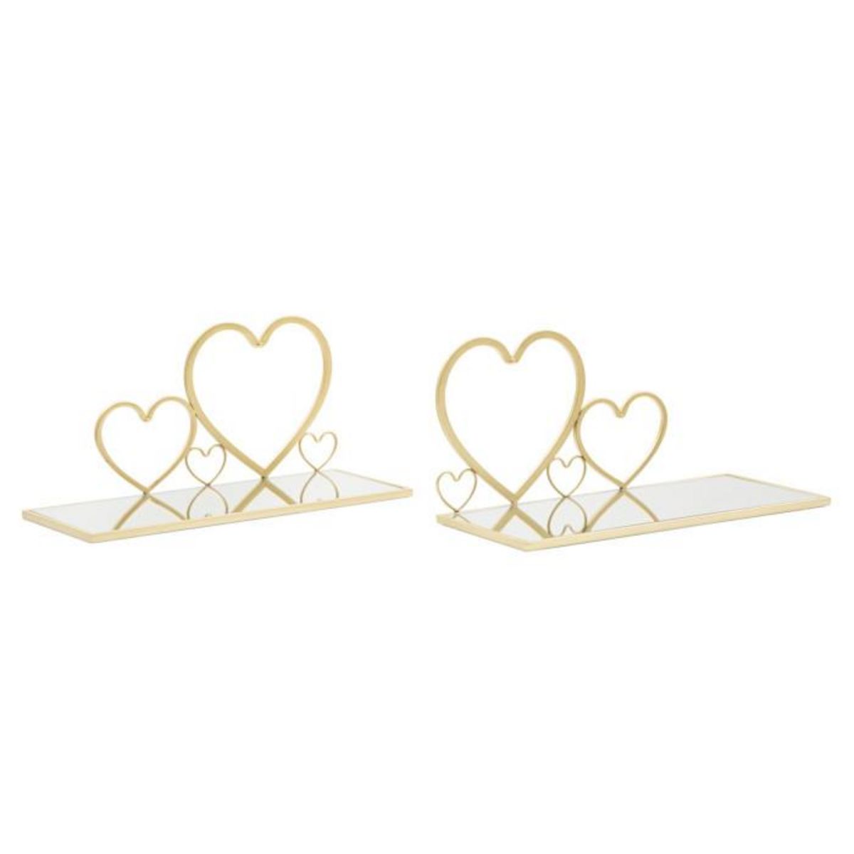Paris Prix Lot de 2 Tables de Chevet Murales  Hearts  41cm Or