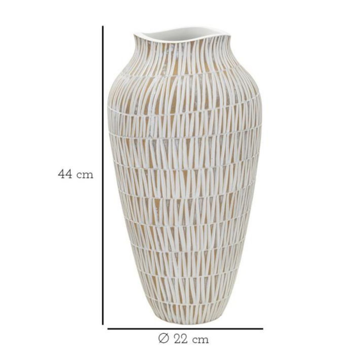 Paris Prix Vase Déco en Résine  Stiky  44cm Or & Blanc