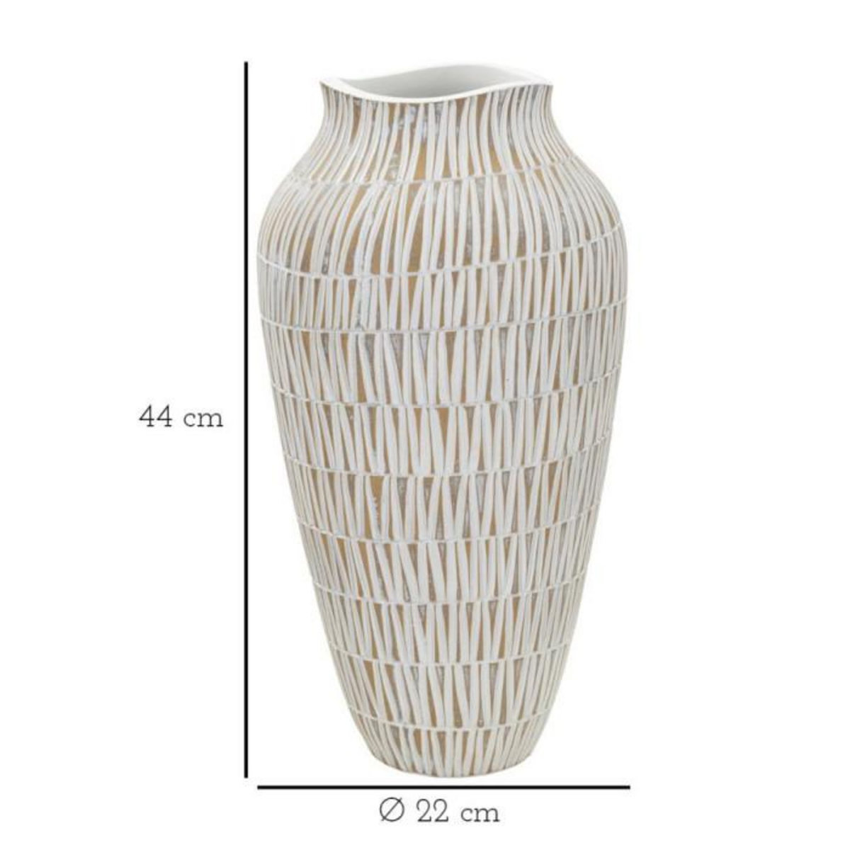 Paris Prix Vase Déco en Résine  Stiky  44cm Or & Blanc