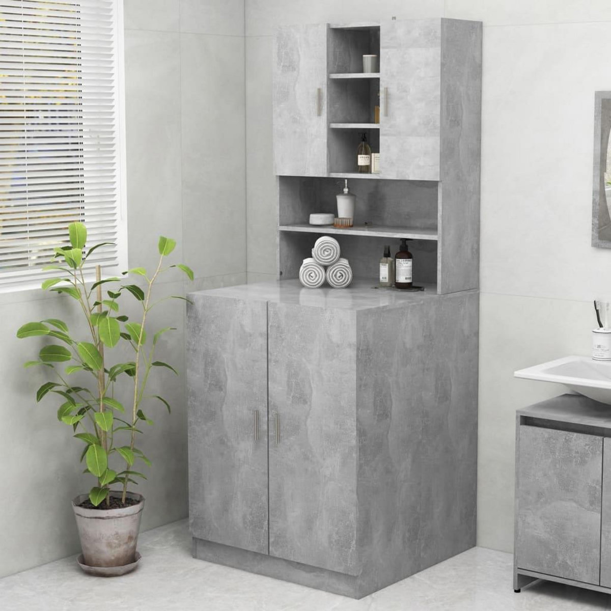 VIDAXL Meuble pour machine a laver Gris beton 70,5x25,5x90 cm