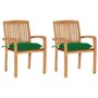 Voir la diapositive 1 : VIDAXL Chaises de jardin lot de 2 et coussins vert Bois de teck massif
