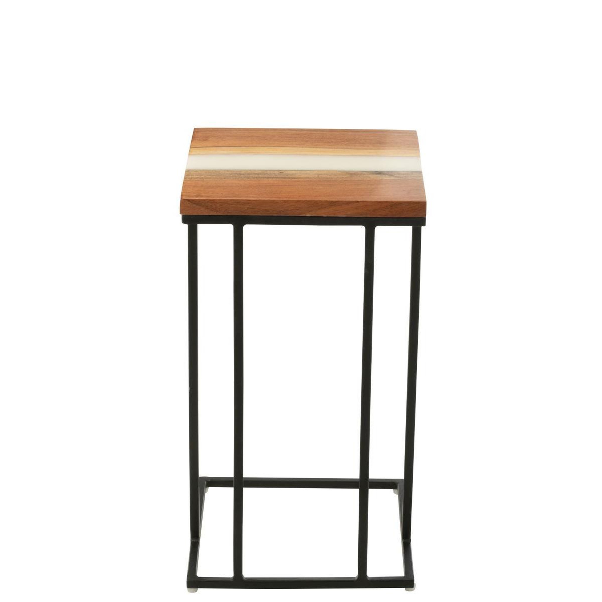 Voir la diapositive 2 : J-LINE Table d'appoint carrée en bois  douglas  55cm naturel & blanc