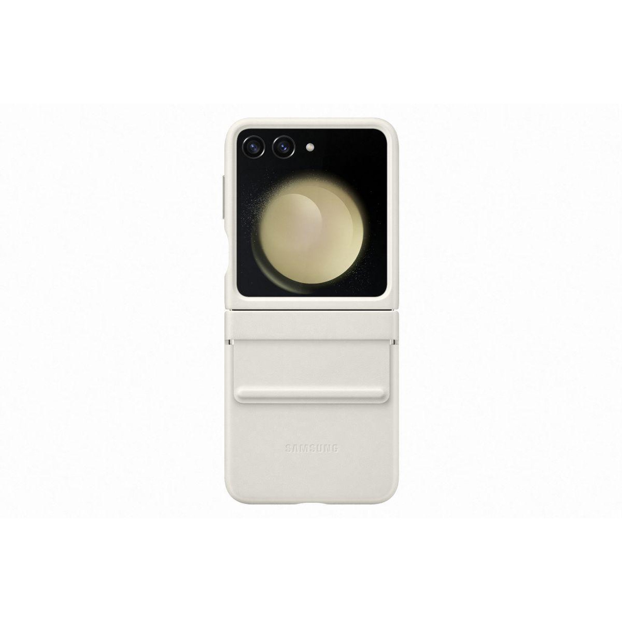 Voir la diapositive 2 : Samsung Coque z flip 5 simili cuir design crème