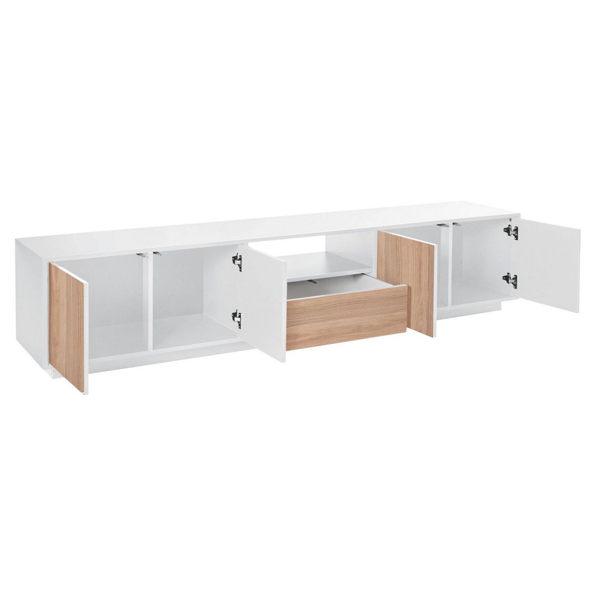 Meuble TV moderne 4 portes 1 tiroir 220 cm LUCERA