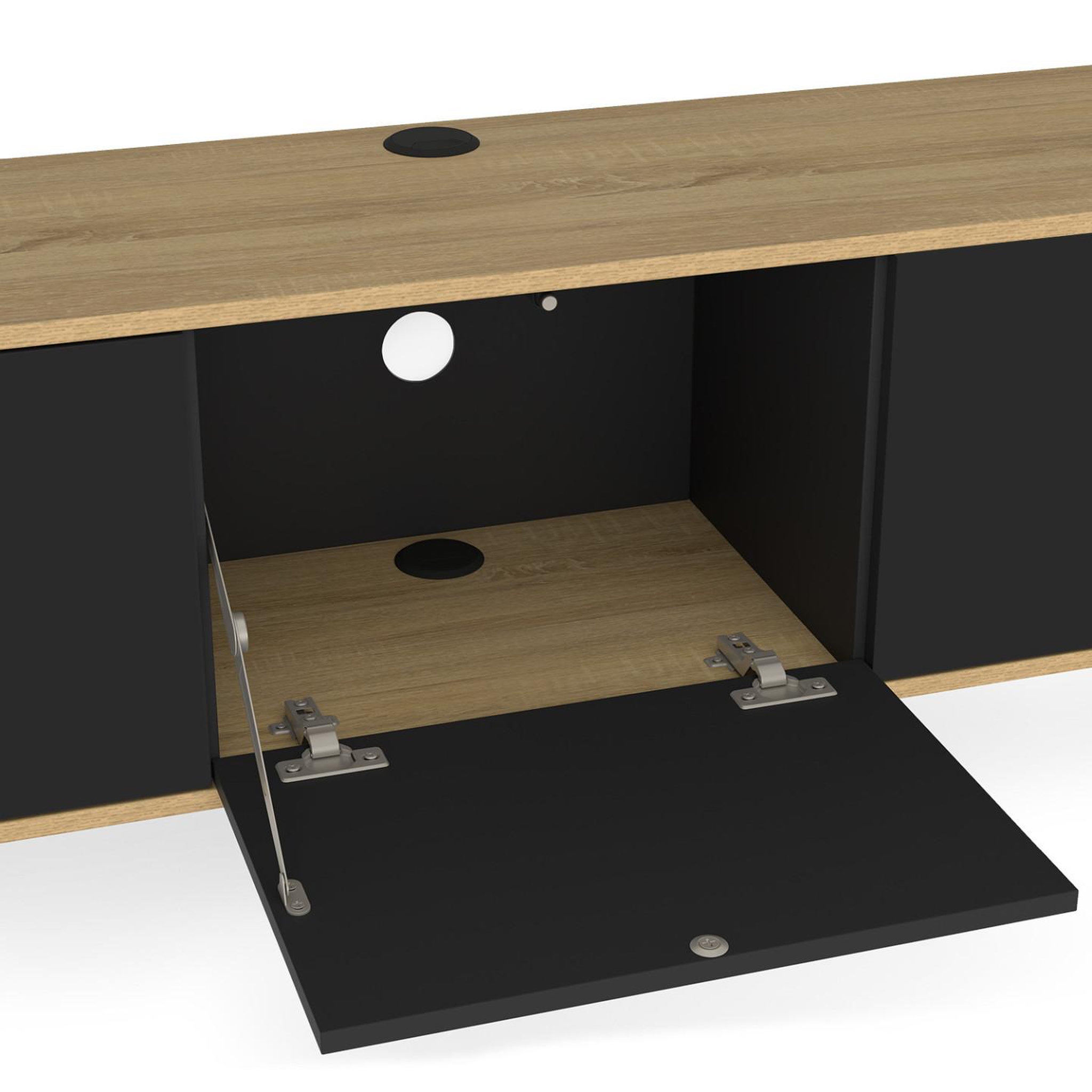 Voir la diapositive 6 : ID MARKET Meuble tv 180 cm suspendu leora 3 portes bois et noir