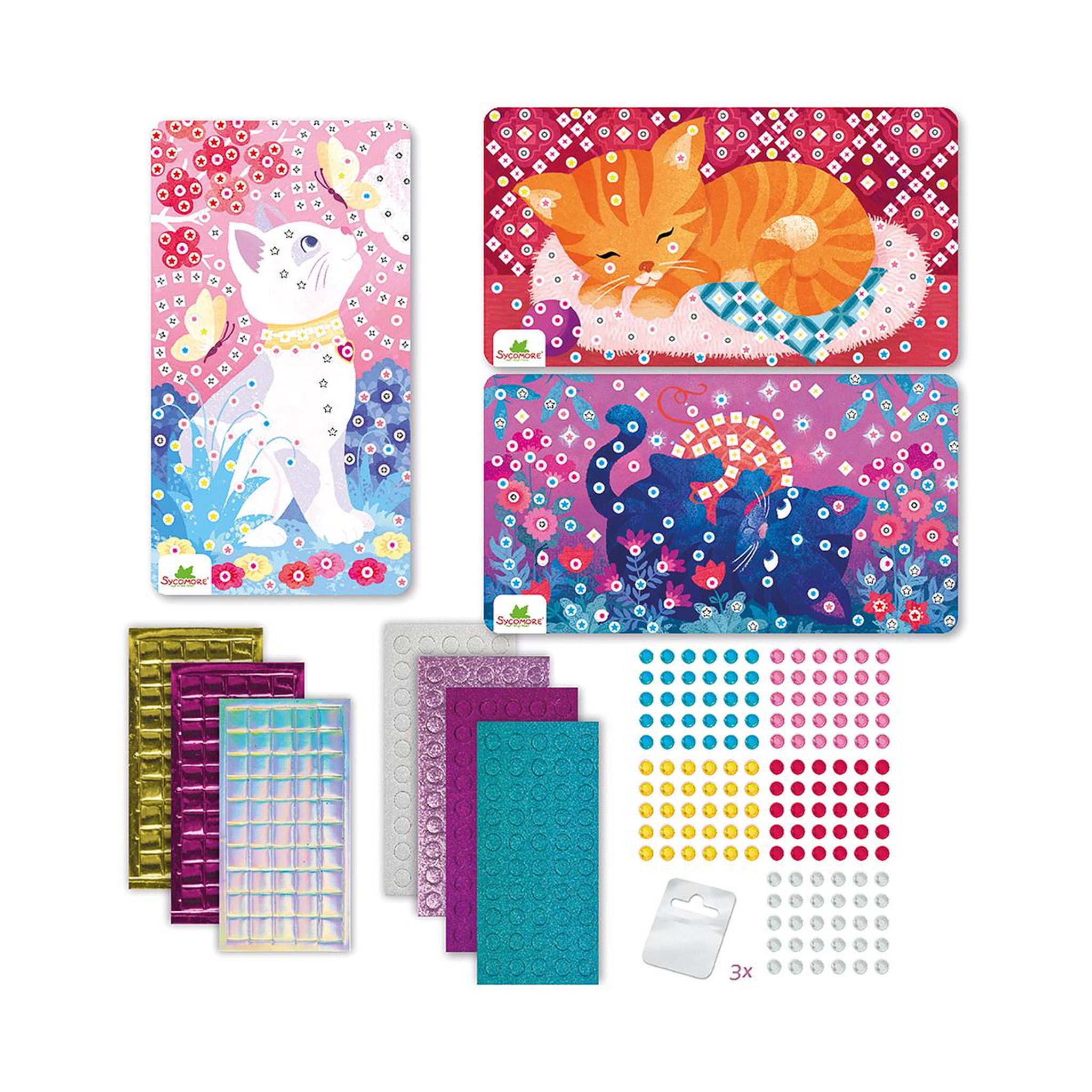 Voir la diapositive 2 : Au Sycomore Stick'N Fun - 3 Mini Mosaïques - Chats