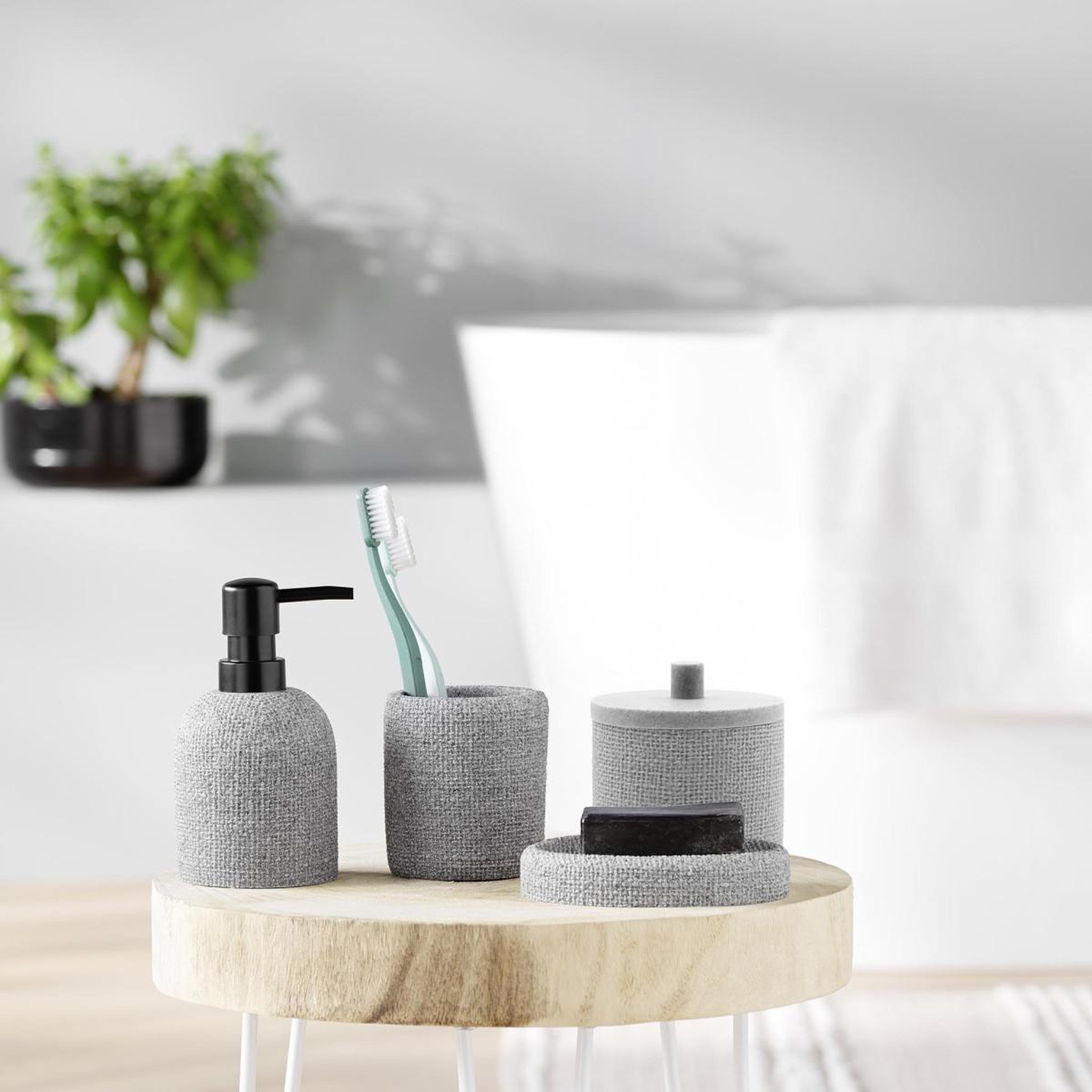 Voir la diapositive 3 : Douceur d'Intérieur Porte-savon effet tissé  spa  13cm gris