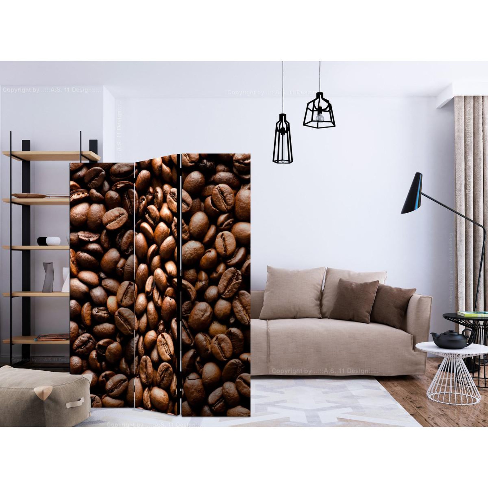 Voir la diapositive 2 : Paris Prix Paravent 3 volets  roasted coffee beans  135x172cm