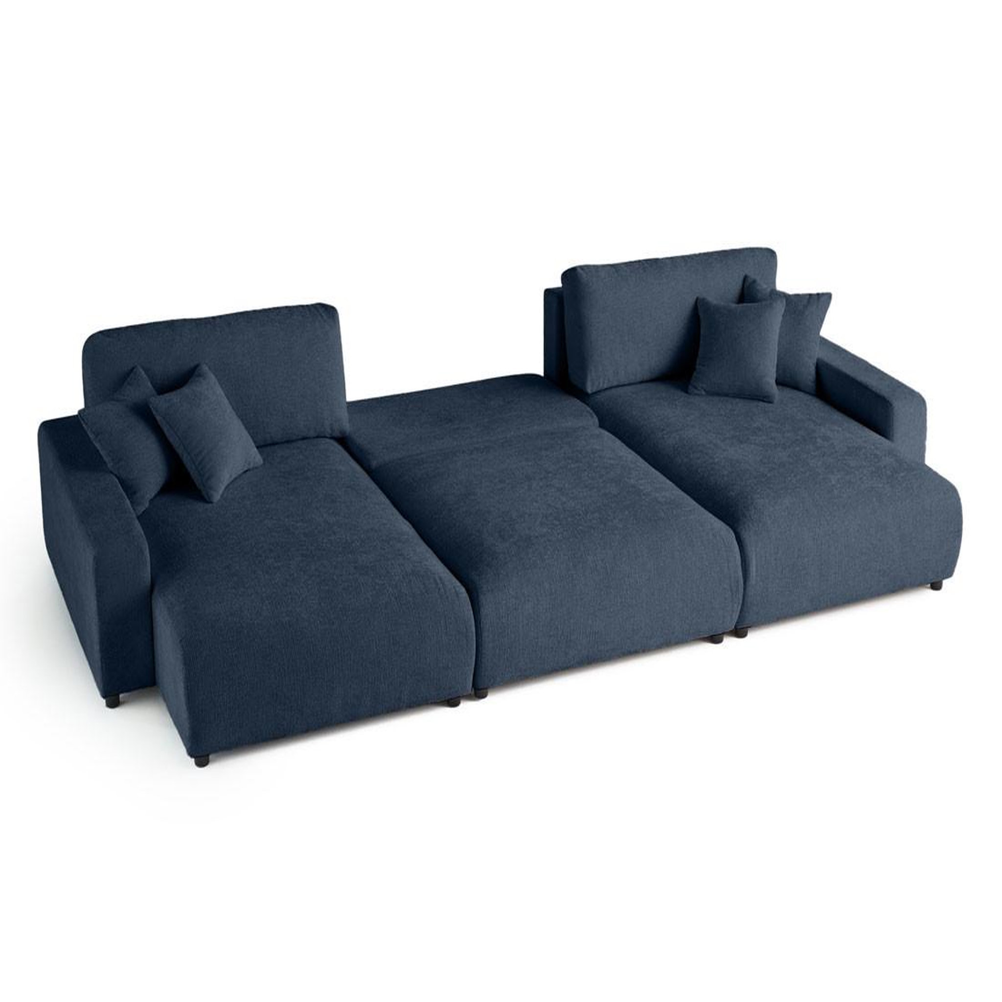 Voir la diapositive 3 : BEST MOBILIER Pivoine - canapé panoramique en u - 7 places - convertible avec coffre - en velours texturé