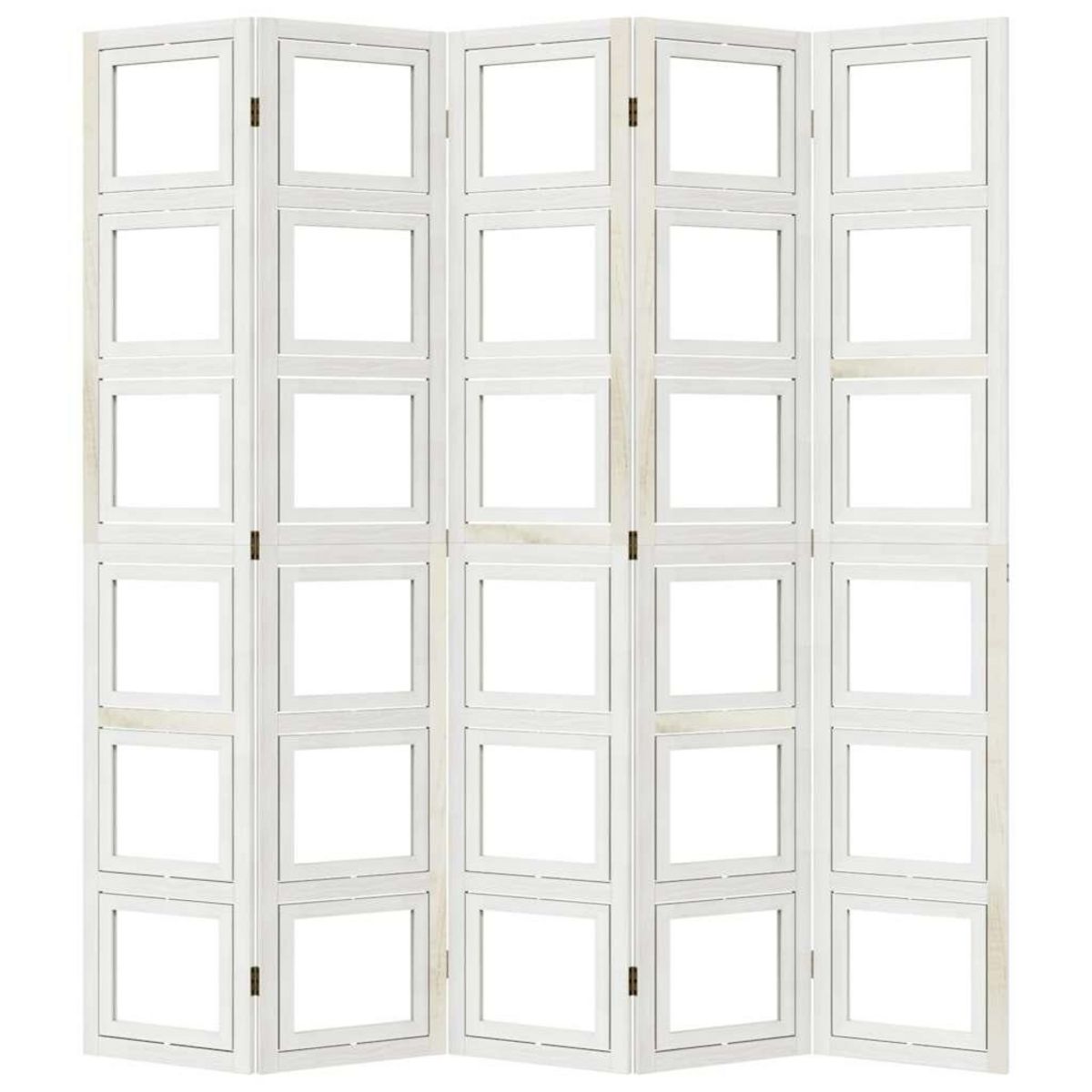 VIDAXL Cloison de separation 5 panneaux blanc bois de paulownia massif