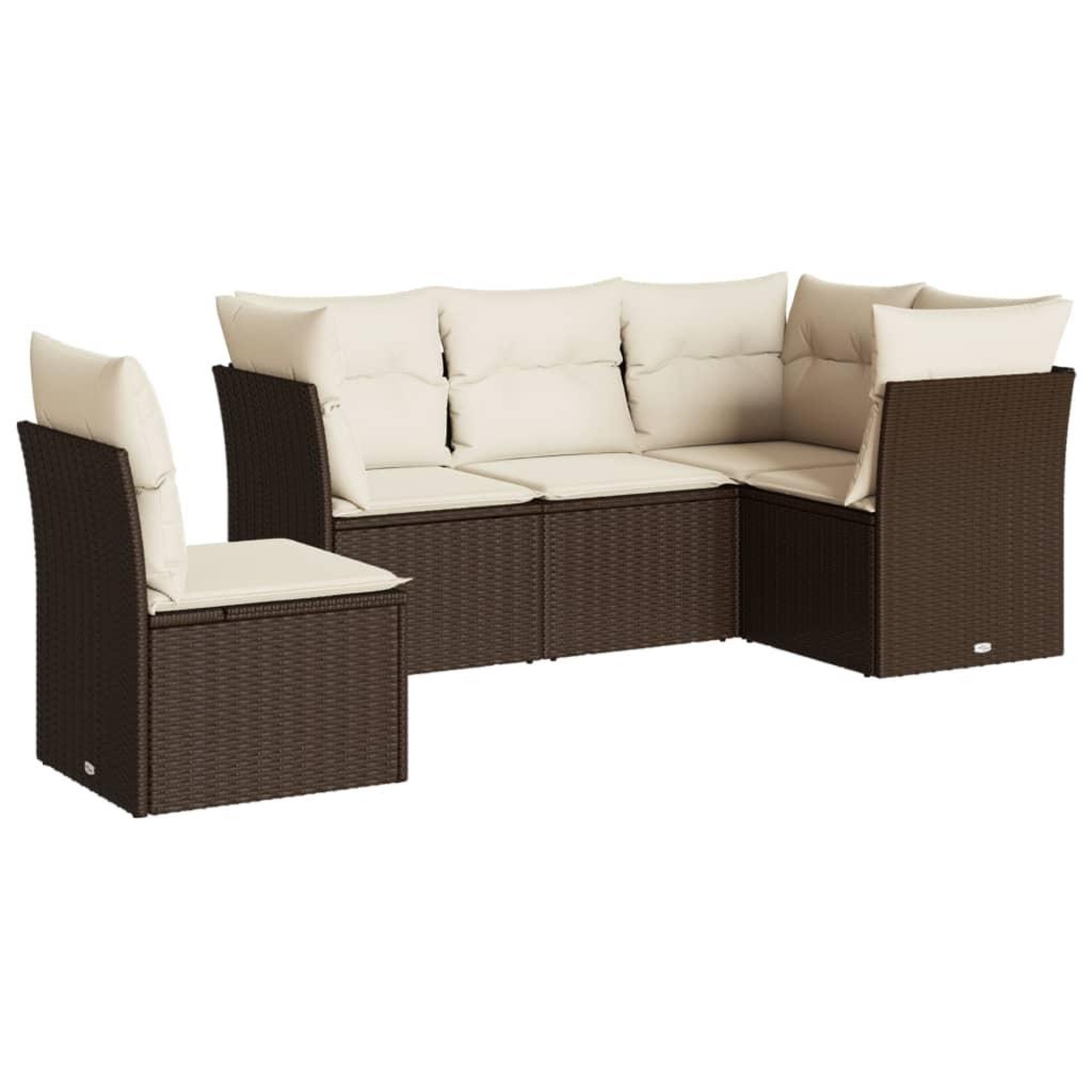 Voir la diapositive 2 : VIDAXL Salon de jardin avec coussins 5 pcs marron resine tressee