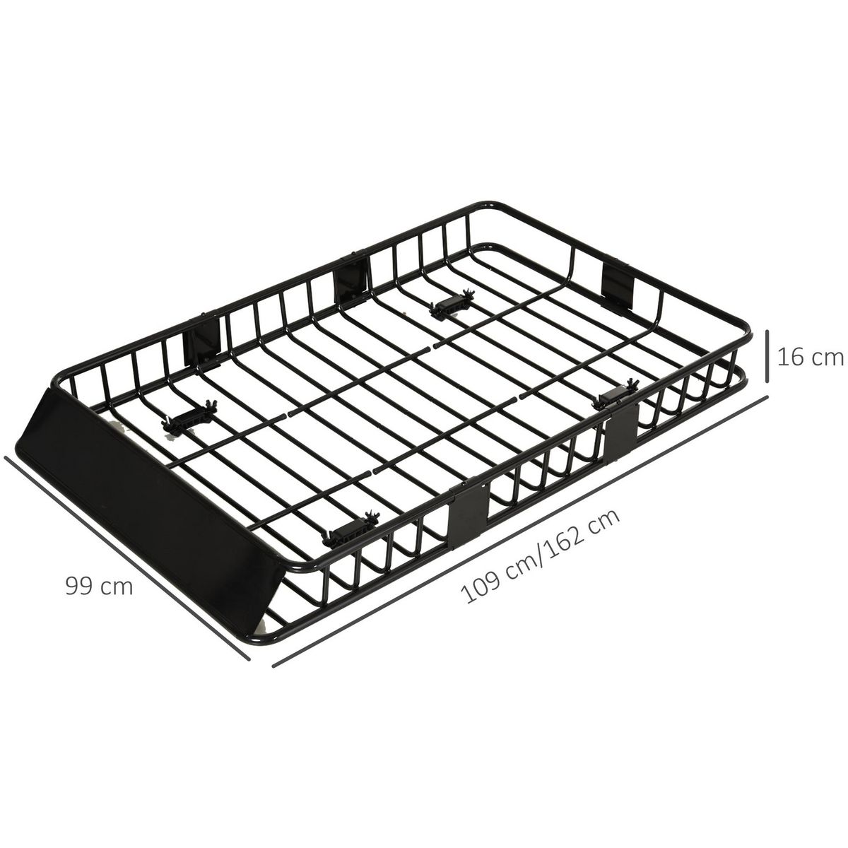 HOMCOM Porte-bagage pour voiture - galerie de toit voiture - L. réglable 109-162 cm - charge max 100 Kg - métal noir