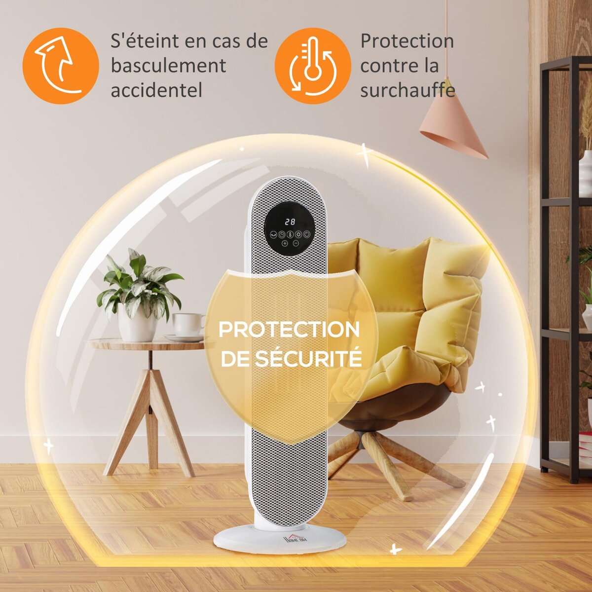 HOMCOM Chauffage soufflant oscillant 2000 W - radiateur céramique PTC - 2 niv. puissance - chauffage d'appoint avec télécommande blanc noir