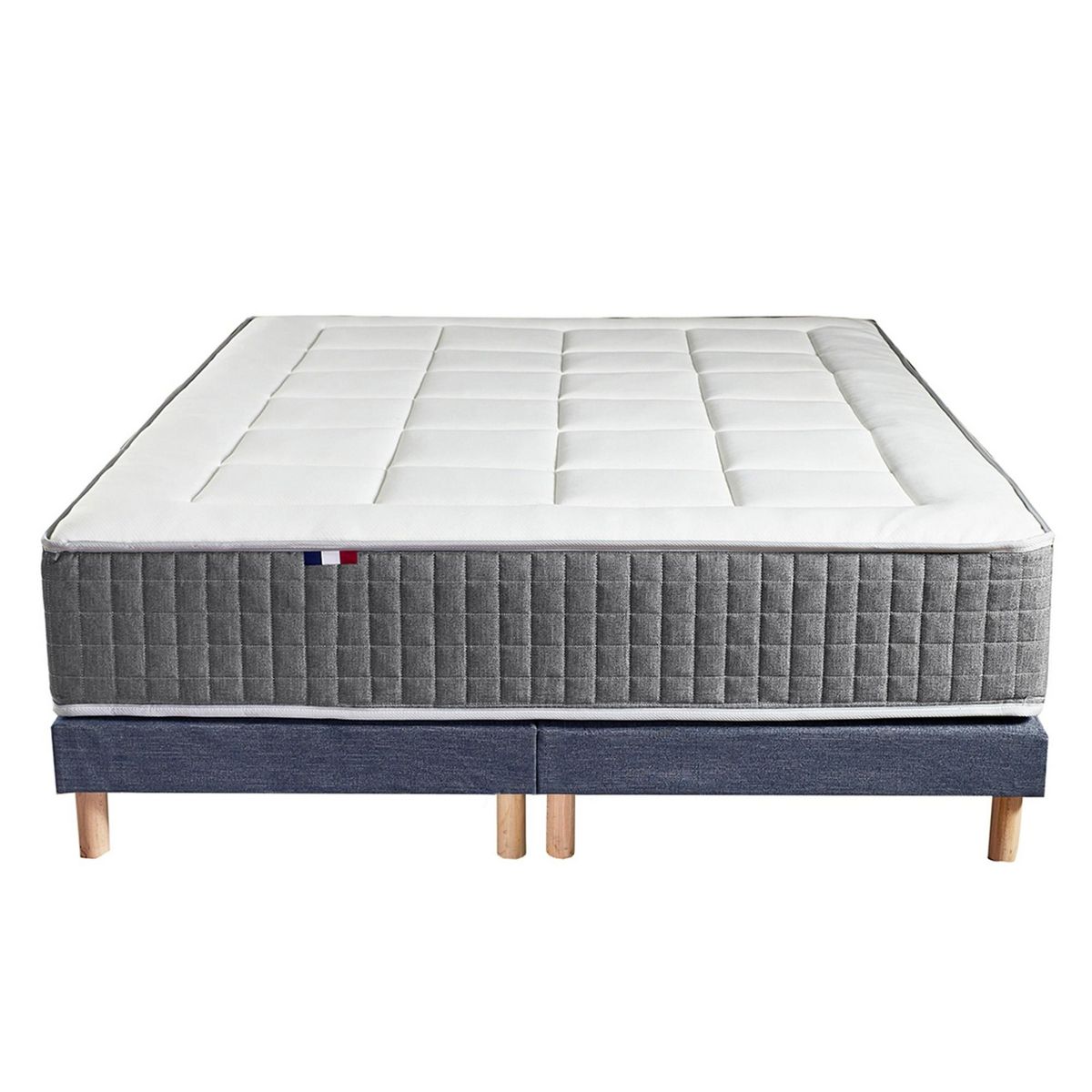 IDLITERIE Ensemble Matelas Ressort 7 zones H.28cm + Sommier Fabriqué en France MAX