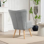 Voir la diapositive 4 : HOMCOM Fauteuil à oreilles style nordique piètement bois effet laine bouclée gris
