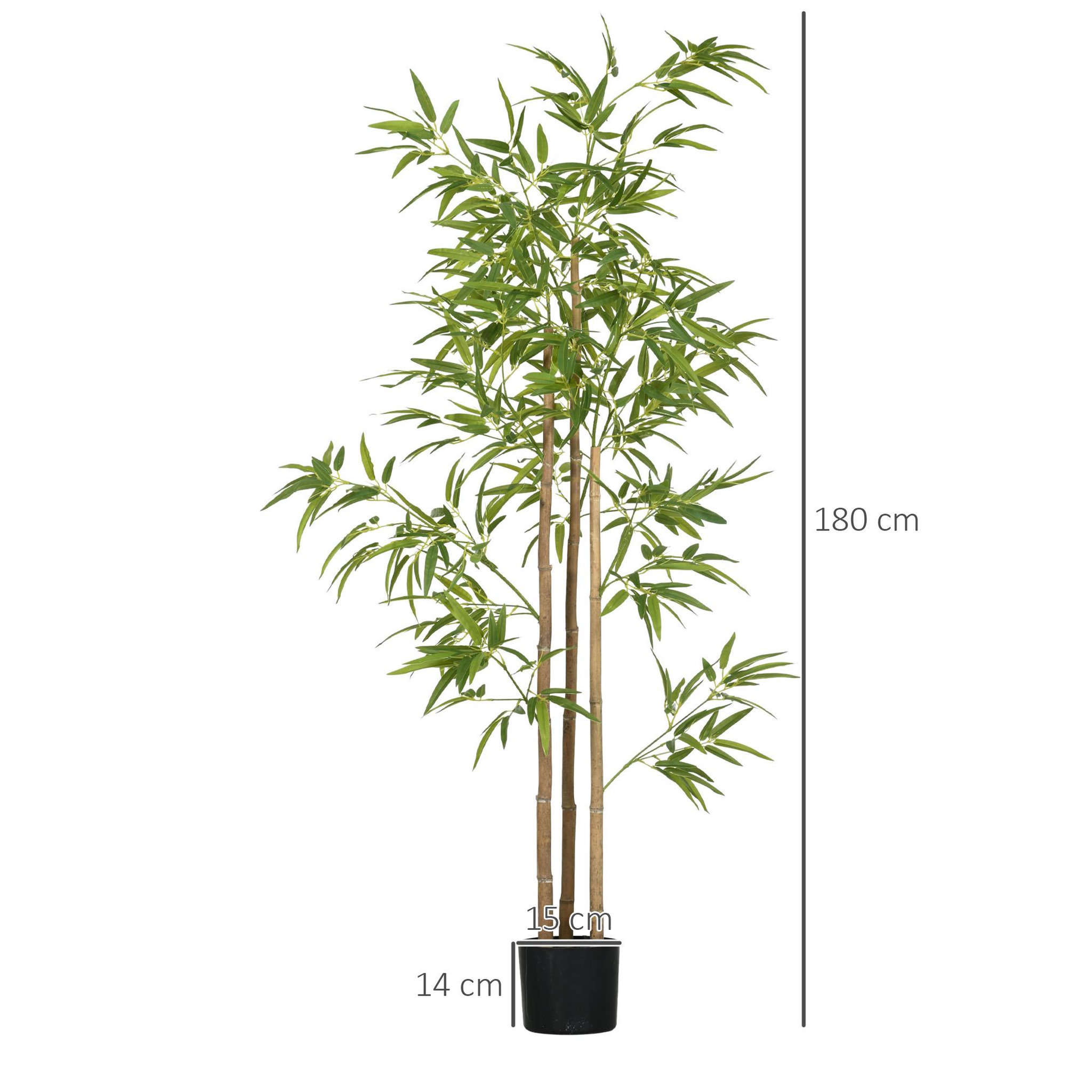 Voir la diapositive 3 : HOMCOM Lot de 2 bambous artificiels 1,80H m 830 feuilles réalistes par pied vrais troncs