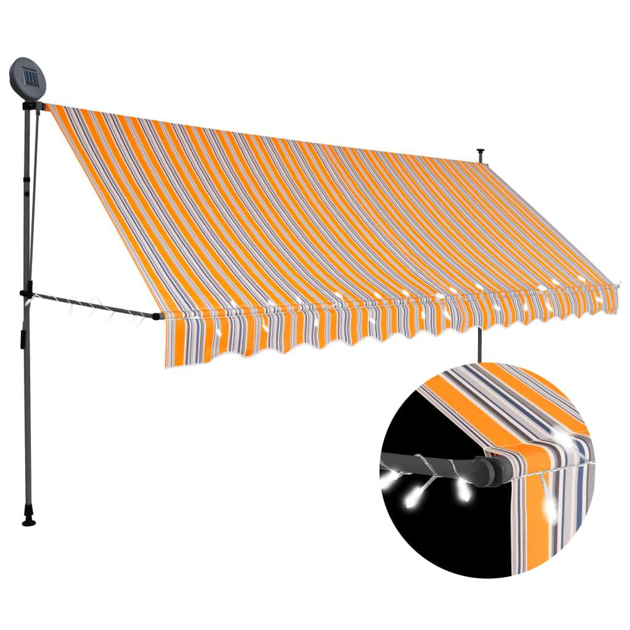 Voir la diapositive 1 : VIDAXL Auvent manuel retractable avec LED 400 cm Jaune et bleu