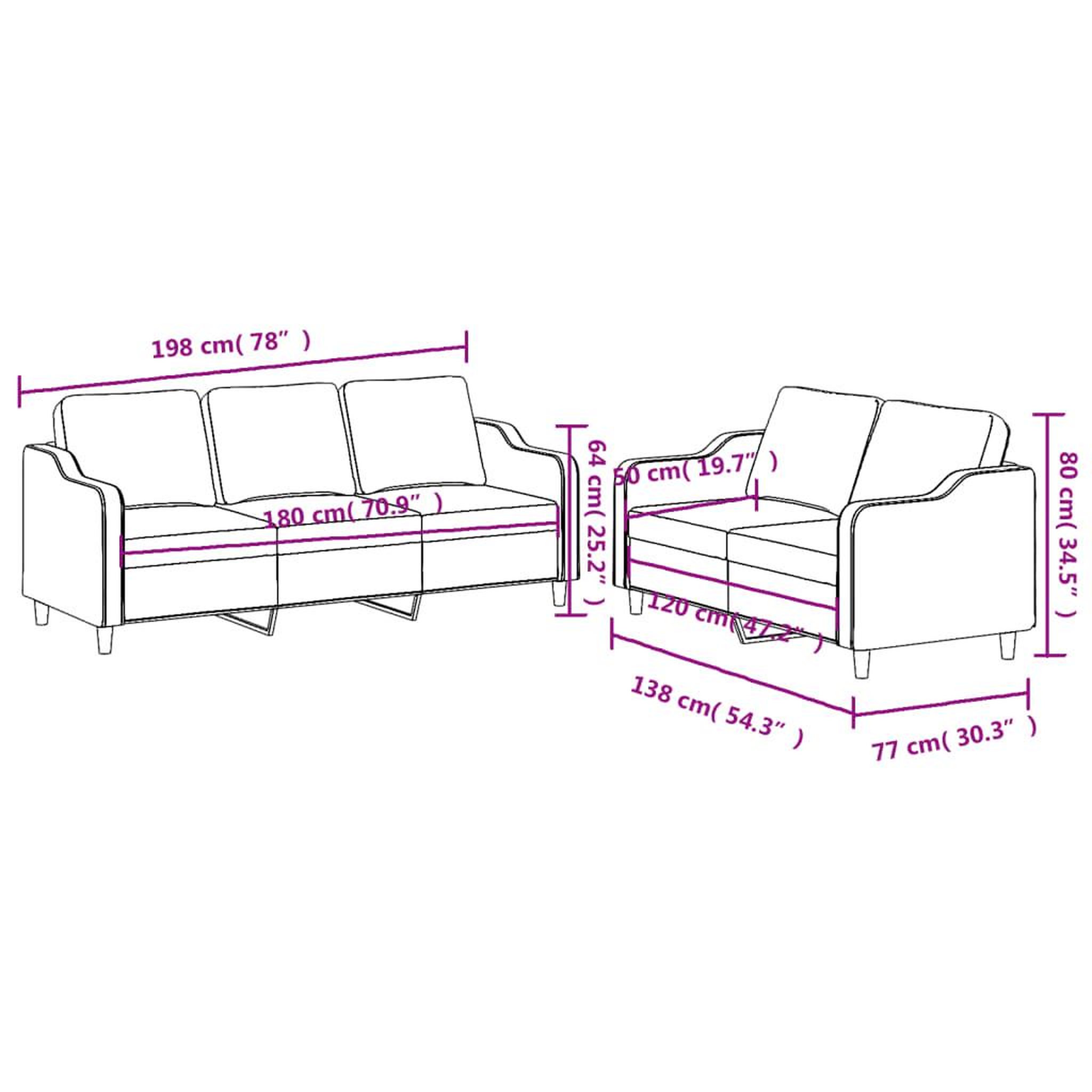 Voir la diapositive 6 : VIDAXL Ensemble de canapes 2 pcs avec coussins Gris fonce Tissu