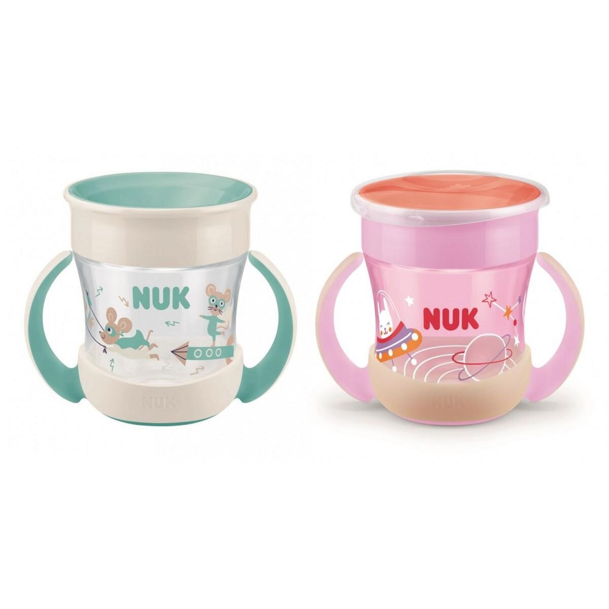 NUK Coffret 2 tasses d'apprentissage Mini Magic Cup Jour&Nuit Bleu/Rose pas  cher 