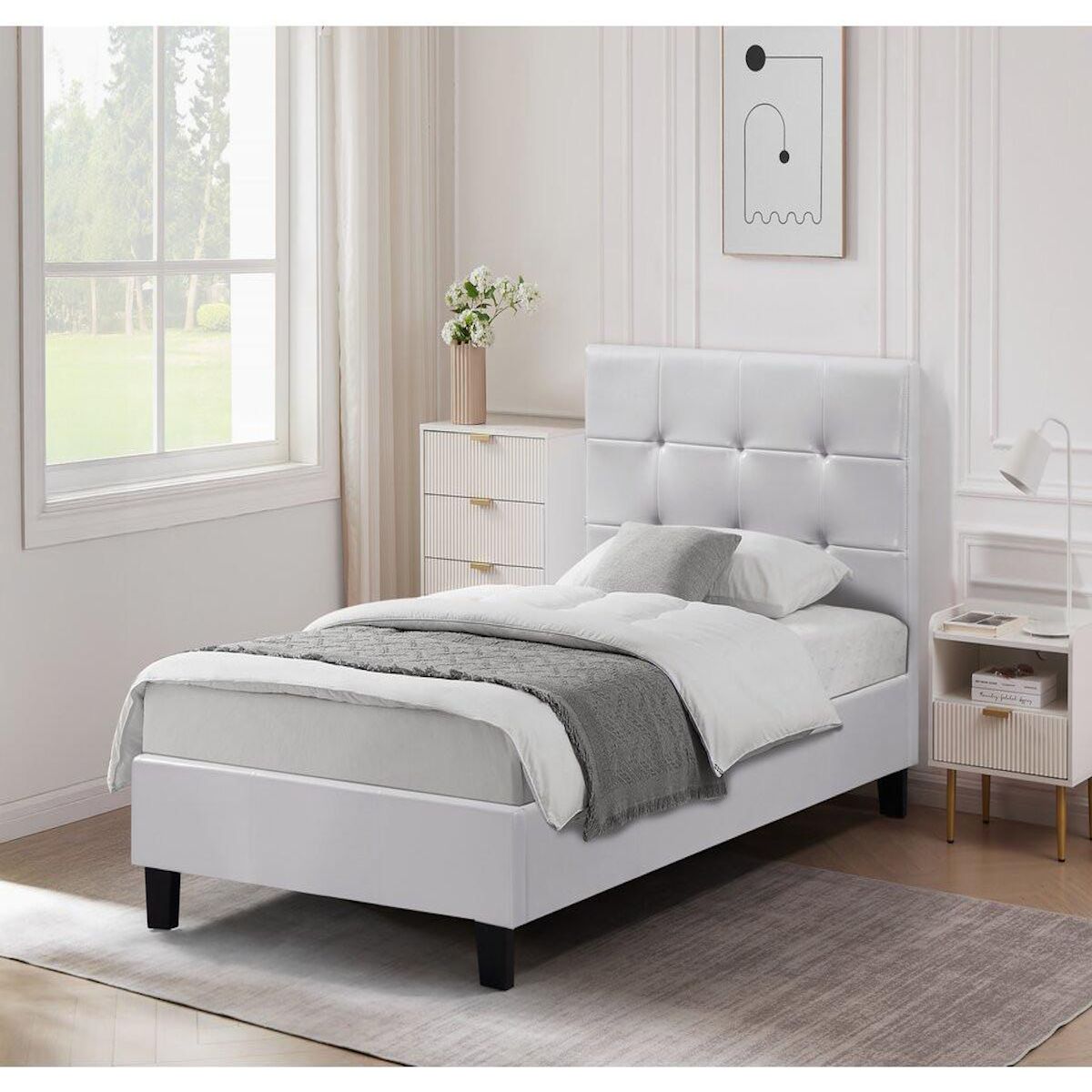 Habitat et Jardin Lit simple en pvc  Julia  - 90 x 190 cm - Blanc