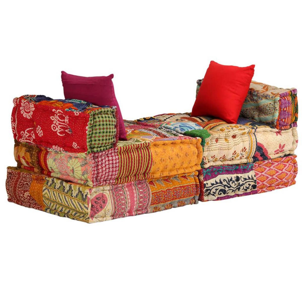 VIDAXL Pouf modulaire a 3 places Patchwork Tissu
