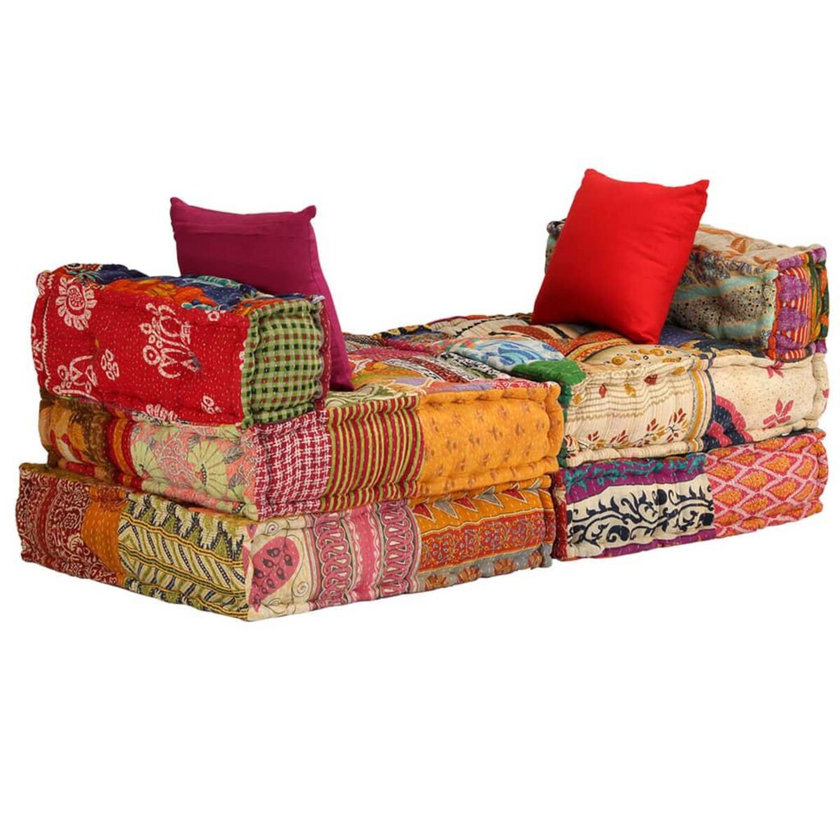 VIDAXL Pouf modulaire a 3 places Patchwork Tissu