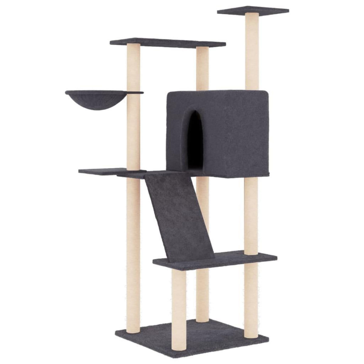 VIDAXL Arbre a chat avec griffoirs en sisal gris fonce 143 cm