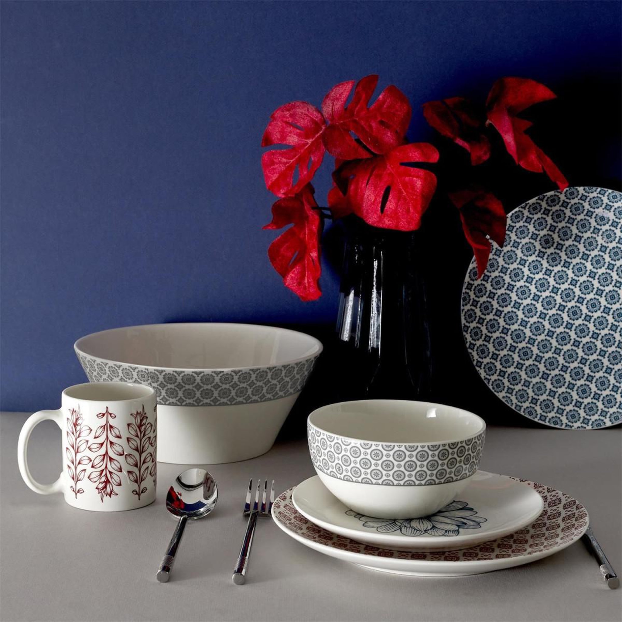 Voir la diapositive 3 : The Home Deco Factory Saladier en Porcelaine  Cottage  24cm Gris