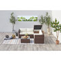 Voir la diapositive 3 : CONCEPT USINE Salon de jardin en résine tressée 4 places avec coffre intégré marron et blanc SILANG