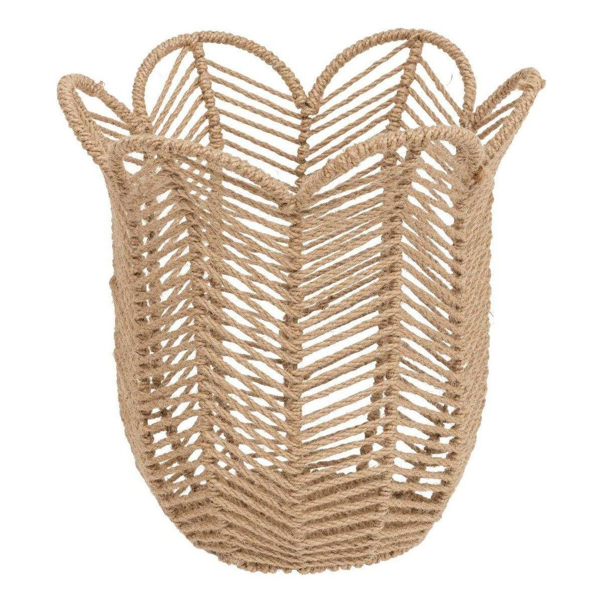 Voir la diapositive 4 : ATMOSPHERA Lot de 3 Paniers en Jute  Floral  37cm Naturel