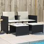 Voir la diapositive 1 : VIDAXL Canape de jardin 2 places avec table et tabourets noir rotin