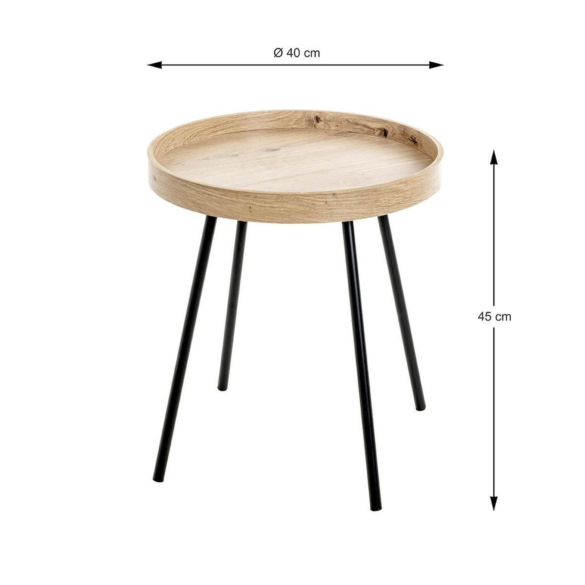 Voir la diapositive 4 : Paris Prix Table d'appoint avec rebord  miranda  45cm chêne & noir