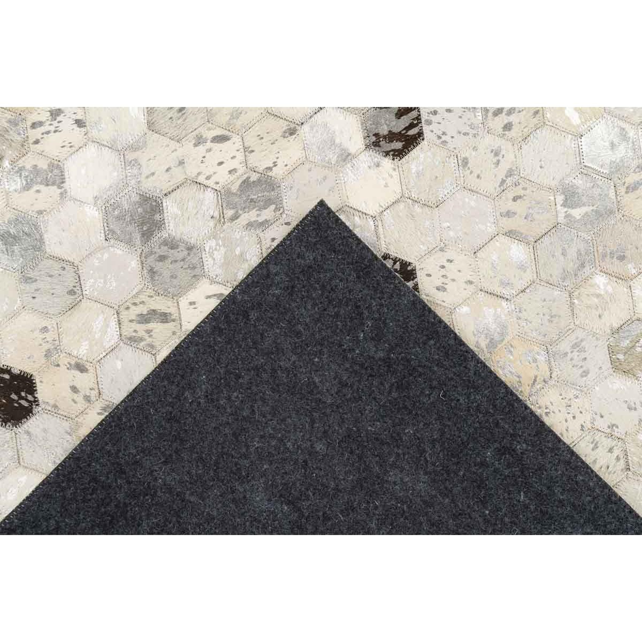 Voir la diapositive 4 : Paris Prix Tapis fait main en cuir à poils ras  ravi  argent & gris