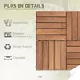 OUTSUNNY Dalles terrasse - caillebotis - lot de 27 pcs, surface max. 2,5 m²- emboîtables, installation très simple - carreaux bois sapin teinté