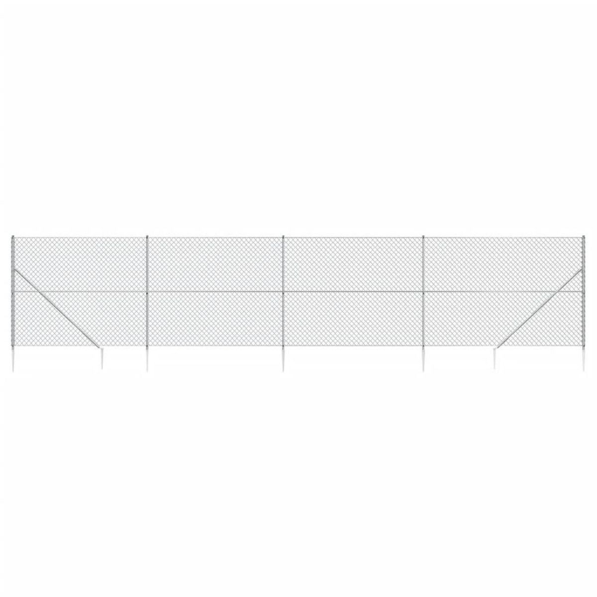 VIDAXL Cloture a mailles losangees avec ancrage argente 1,6x10 m