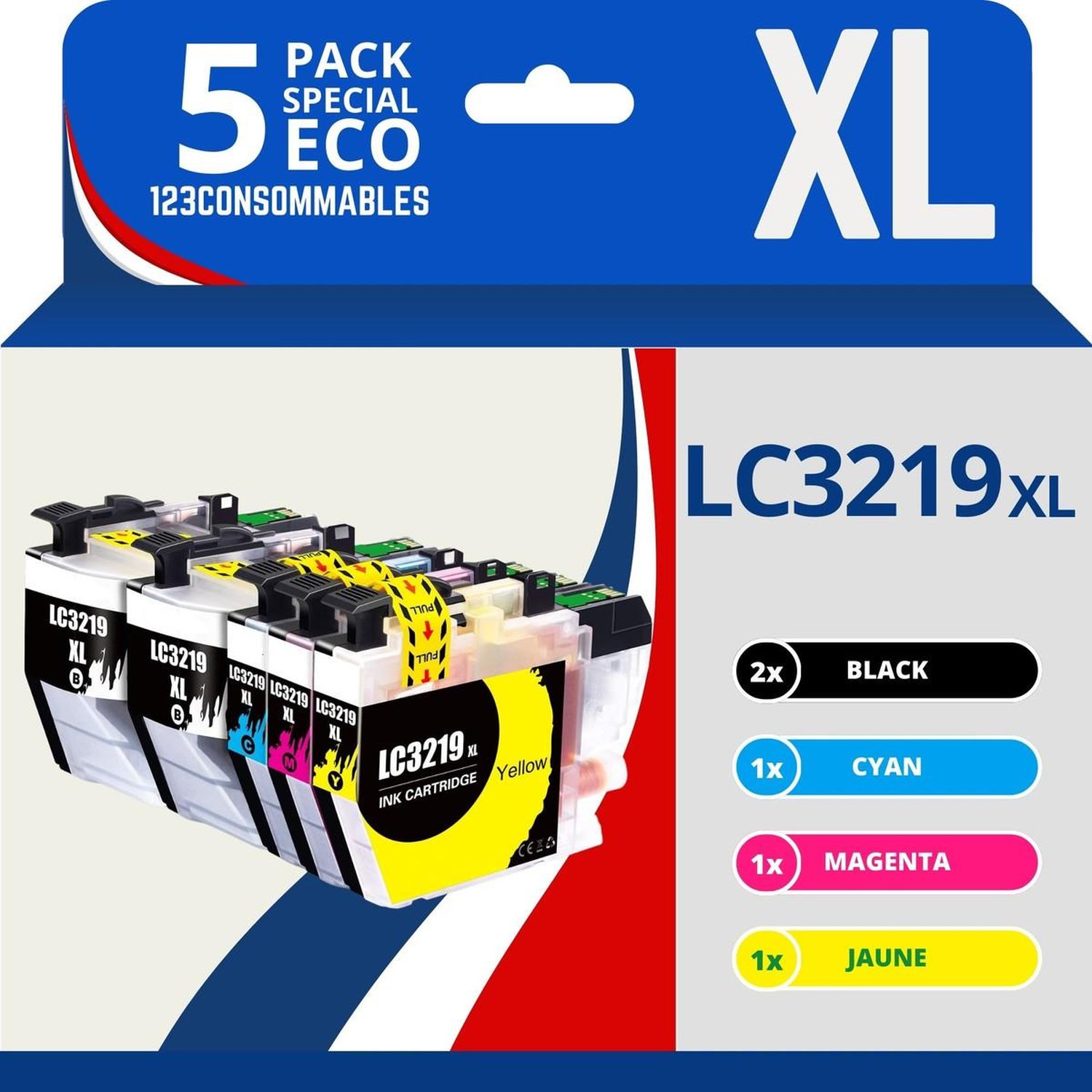 Pack 5 cartouches compatibles BROTHER LC3219 XL