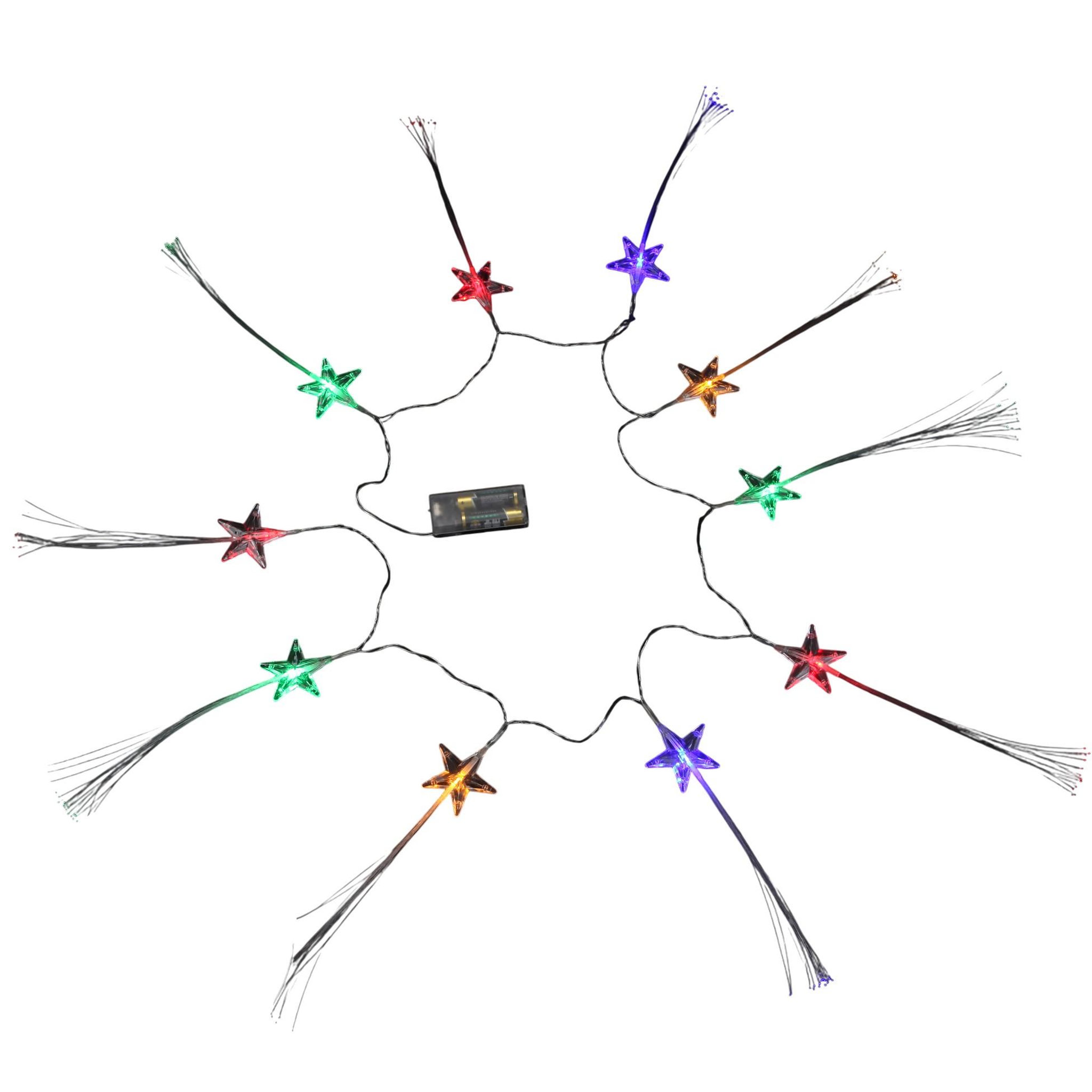 Eden Guirlande lumineuse led étoiles fibre optique 10 led multicolores