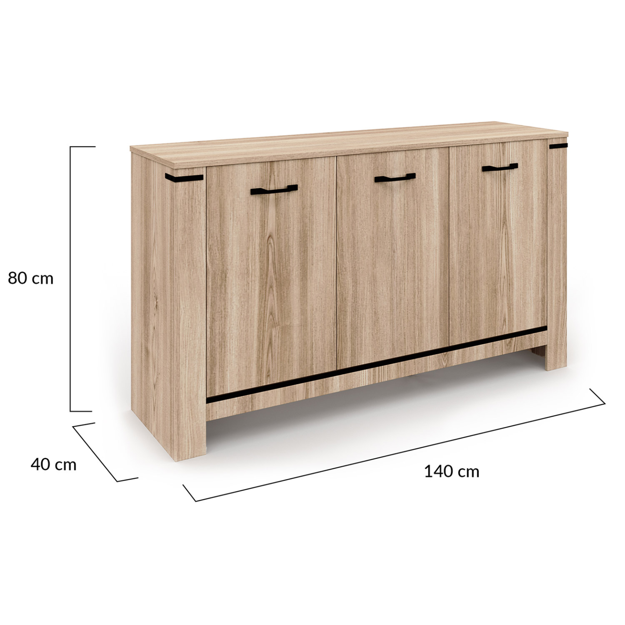 Voir la diapositive 5 : ID MARKET Buffet 140 cm idaho 3 portes design contemporain