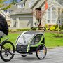 HOMCOM Remorque vélo jogger 2 en 1 pour enfant drapeau roue avant pivotante réflecteurs et barre d'attelage inclus vert noir