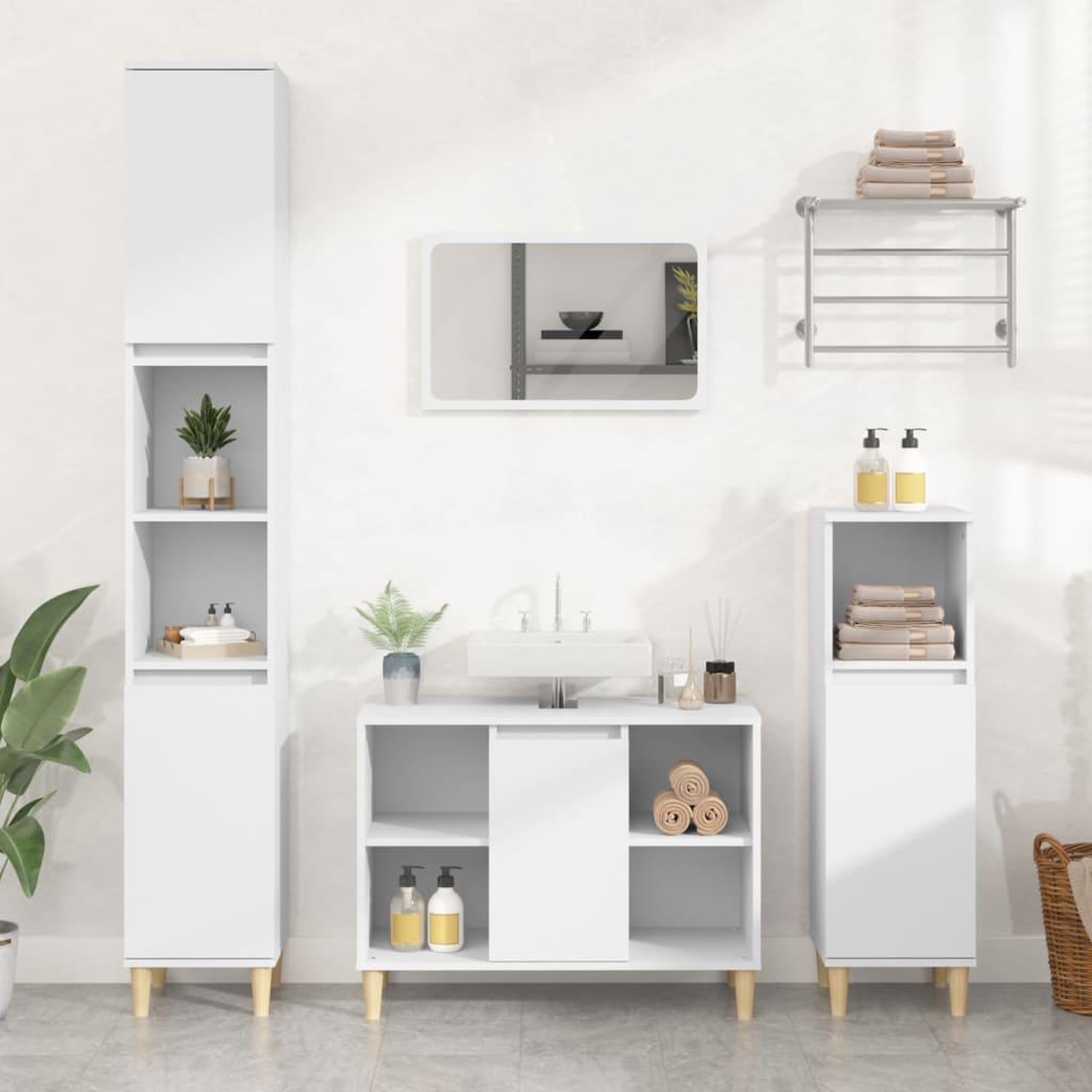 VIDAXL Meuble d'evier blanc 80x33x60 cm bois d'ingenierie