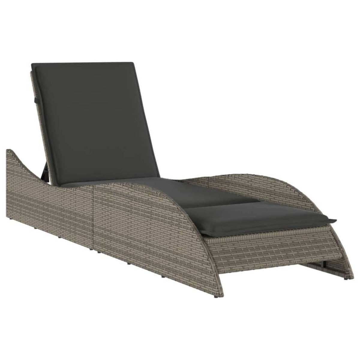 VIDAXL Chaise longue avec coussin gris 60x205x73 cm resine tressee